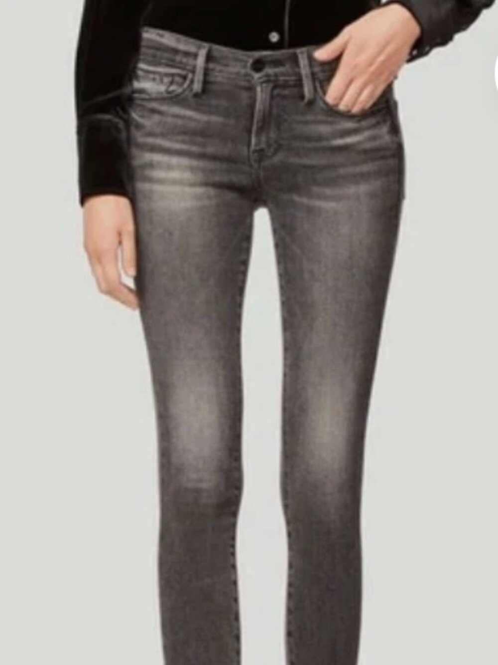 FRAME Le High Skinny Jeans Distressed Black